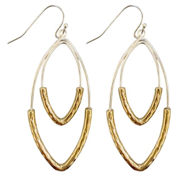 METAL DOUBLE OVAL DROP EARRING