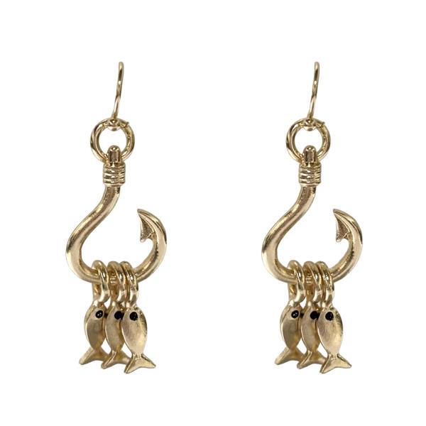 METAL FISHING FISH CHARM DROP EARRING