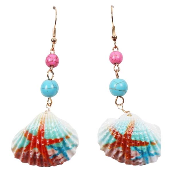 SEA LIFE SHELL BEAD DROP EARRING