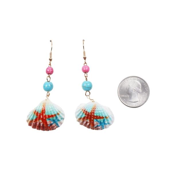 SEA LIFE SHELL BEAD DROP EARRING
