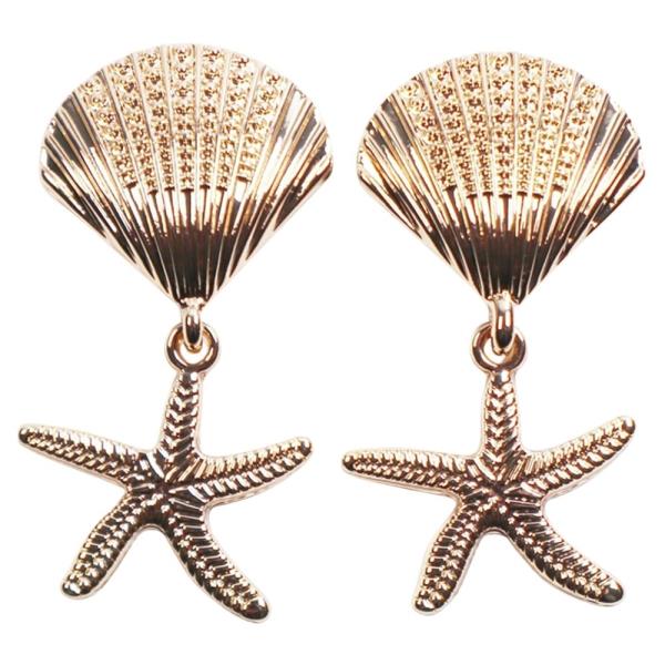 SEA LIFE SHELL STARFISH DROP EARRING
