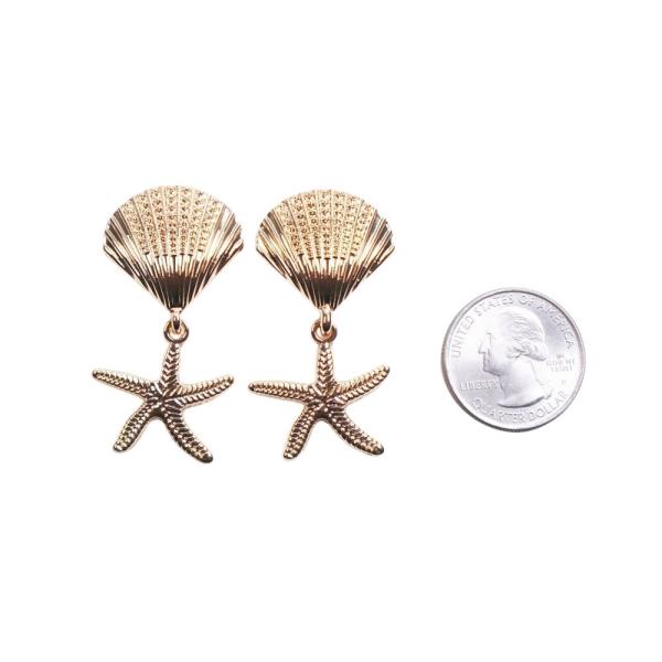 SEA LIFE SHELL STARFISH DROP EARRING