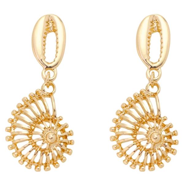 METAL DISC FAN DROP EARRING