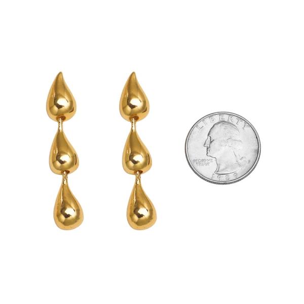 METAL TRIPLE TEARDROP DROP EARRING