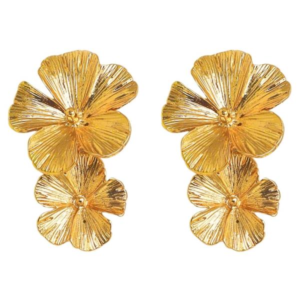METAL FLOWER DROP EARRING