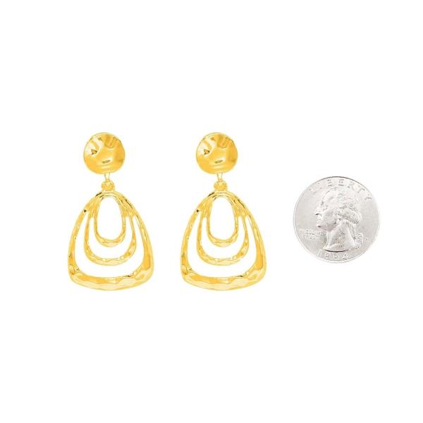 METAL LAYERED OVAL DROP EARRING