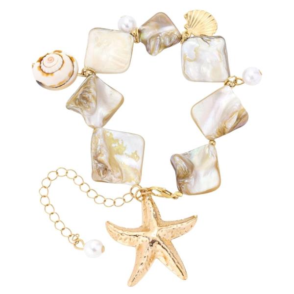 SEALIFE STARFISH STONE BEAD CHARM CHAIN BRACELET