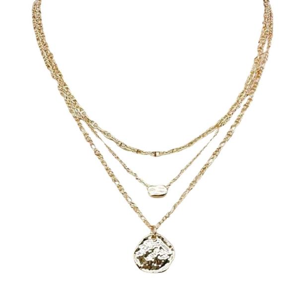 METAL LAYERED CHAIN PENDANT NECKLACE