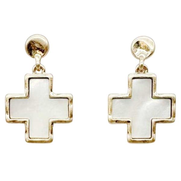 METAL CROSS DROP EARRING