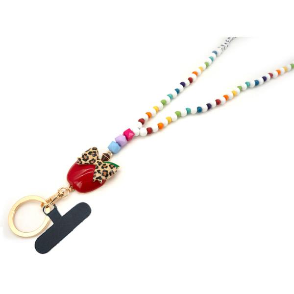 BEAD MULTI STRAND LANYARD PHONE HOLDER NECKLACE