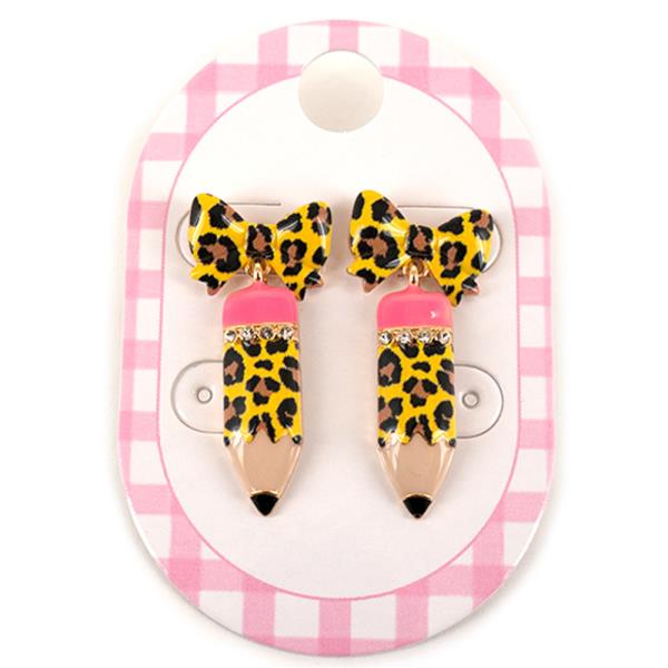 RESIN LEOPARD PRINT PENCIL DROP EARRING