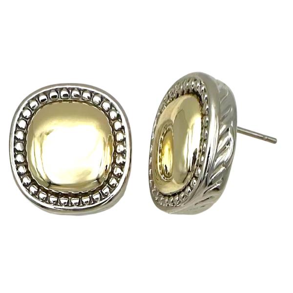 TWO TONE SQUARE POST EARRING