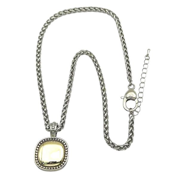 TWO TONE SQUARE  NECKLACE