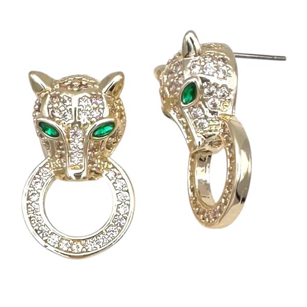CZ PANTER POST EARRING