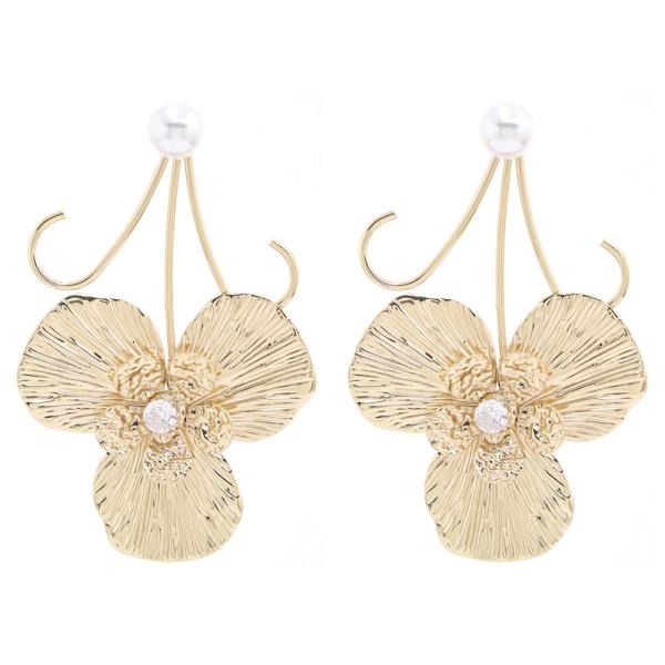 PEARL FLOWER METAL EARRING
