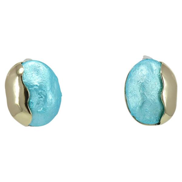 RESIN ORGANIC HALF DISC STUD EARRING