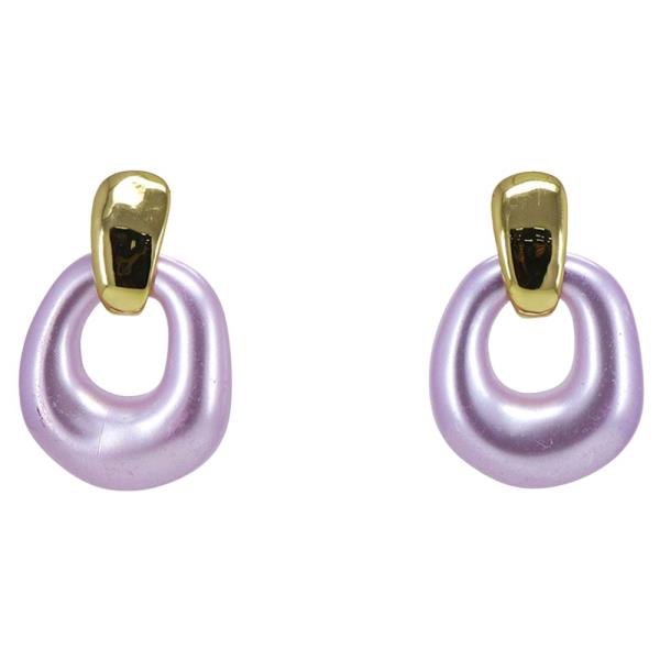 METAL PUFFY OVAL DROP EARRING