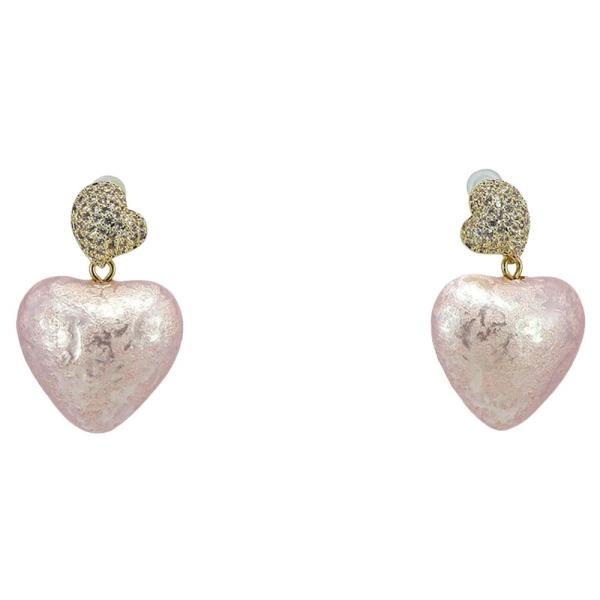 METAL TEXTURED HEART DANGLE EARRING