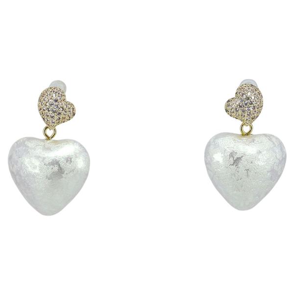 METAL TEXTURED HEART DANGLE EARRING