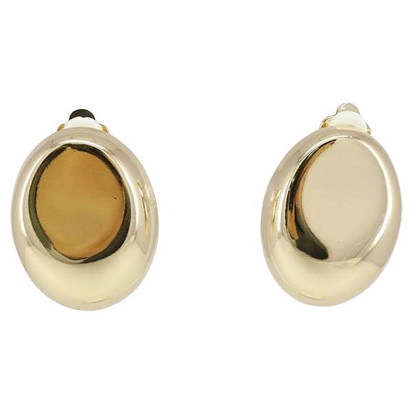 METAL PUFFY OVAL STUD CLIP ON EARRING
