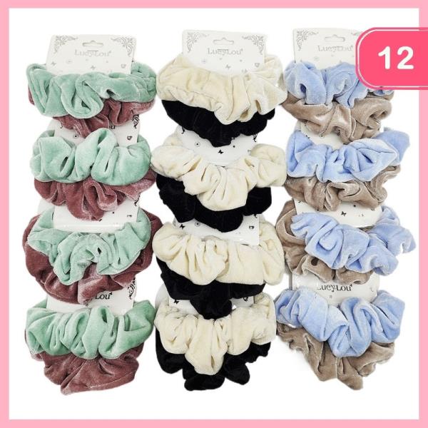 VELVET HAIR SCRUNCHIES (12 UNITS)