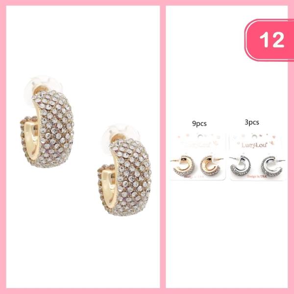RHINESTONE HOOP EARRING (12 UNITS)