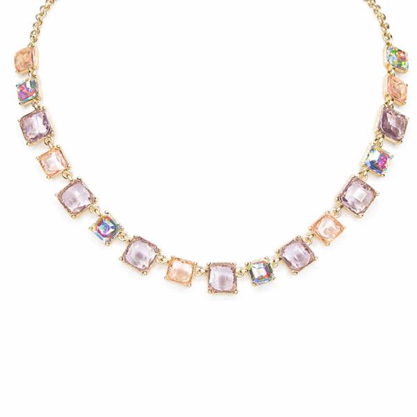 CRYSTAL STONE SQUARE TENNIS NECKLACE
