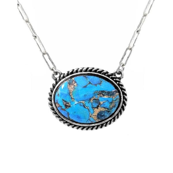WESTERN PRINT OVAL NECKLACE