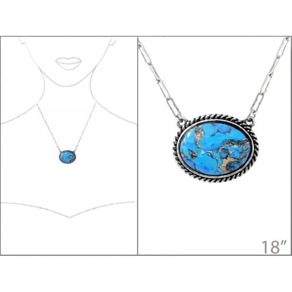 WESTERN PRINT OVAL NECKLACE