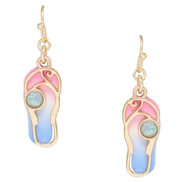 TROPICAL PRINT OPAL DOUBLE LAYERED FLIP FLOP EARRING