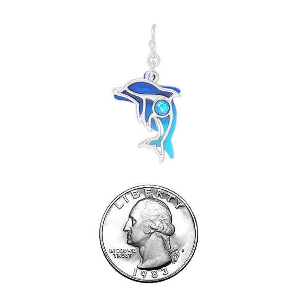 SEA LIFE PRINT OPAL DOUBLE LAYERED DOLPHIN EARRING