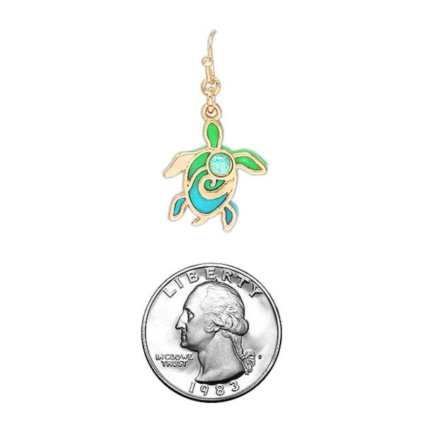 SEALIFE DOUBLE LAYERED TURTLE DANGLE EARRINGS