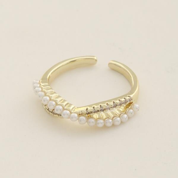 SODAJO UNIQUE PEARL CZ GOLD DIPPED ADJUSTABLE RING