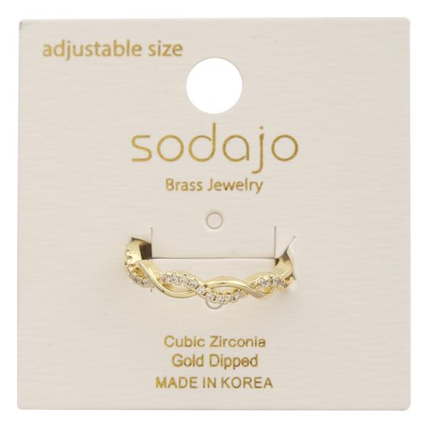 SODAJO TWISTED DESIGN CZ GOLD DIPPED ADJUSTABLE RING
