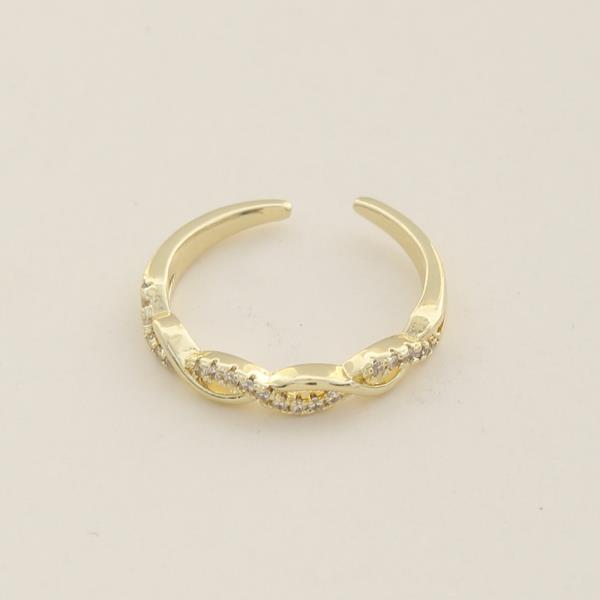 SODAJO TWISTED DESIGN CZ GOLD DIPPED ADJUSTABLE RING