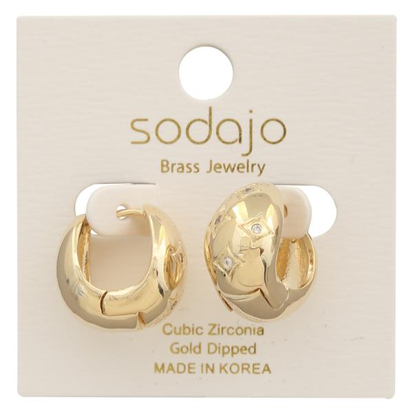 SODAJO HUGGIE HOOP CZ GOLD DIPPED EARRING