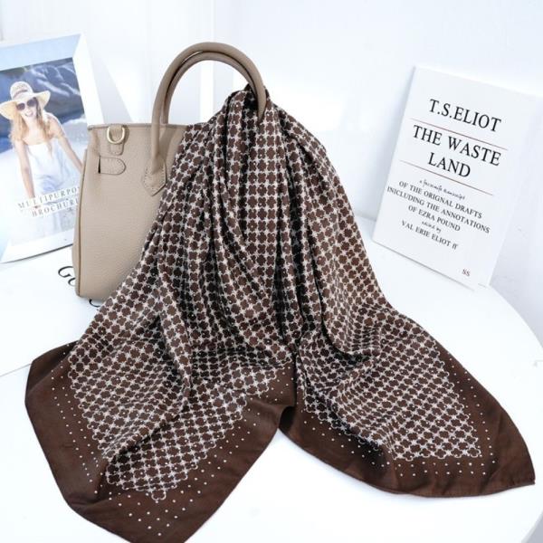 MONOGRAM PATTERN SILKY NECK BANDANA SCARF