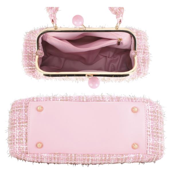 CHIC TWEED TEXTURED HANDLE EVENING CROSSBODY BAG