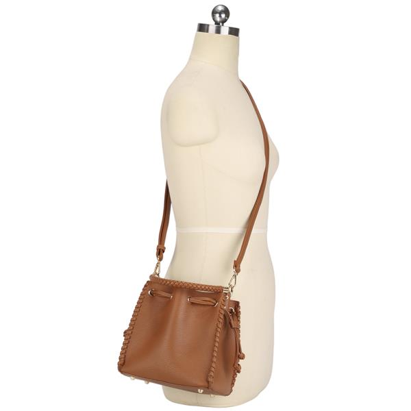 2IN1 TEXTURED DESIGN SATCHEL BAG W ZIPPER POUCH SET