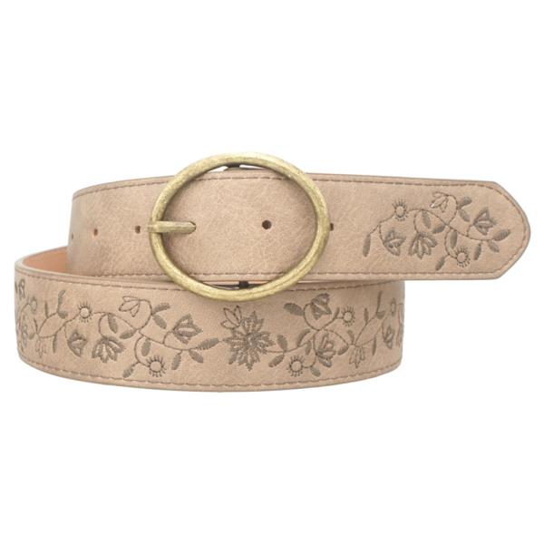 VINE LEAF EMBROIDERED STRAP VINTAGE OVAL BUCKLE BELT