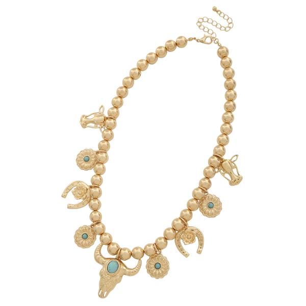 WESTERN THEME BEAD NECKLACE EARRING SET