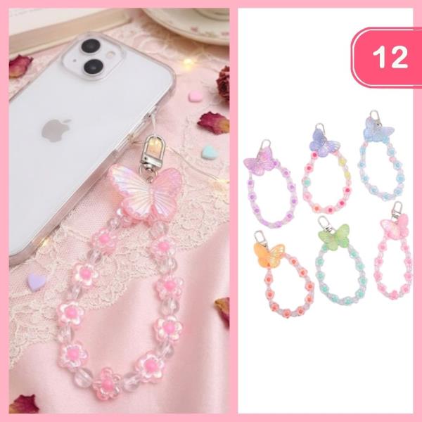 FLOWER BEADED PHONE CHARM STRAP  (12 UNITS)
