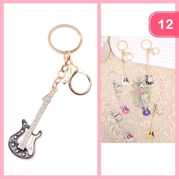 RHINESTONE GUITAR KEYCHAIN (12 UNITS)