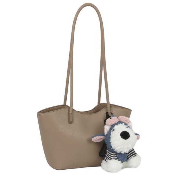 CHIC SHOULDER TOTE BAG W DOLL KEYCHAIN