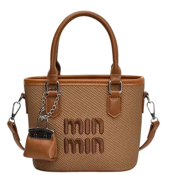 FAUX LEATHER QUILTED MINI POUCH CHARM STRUCTURED CROSSBODY BAG