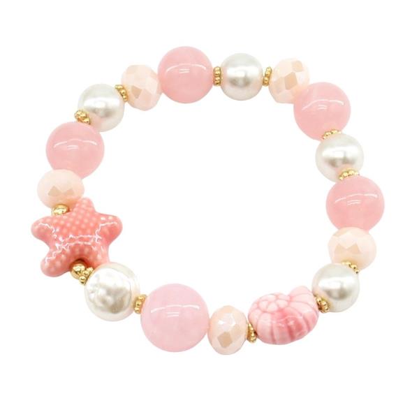 SEALIFE NATURAL STONE BEAD STRETCH BRACELET