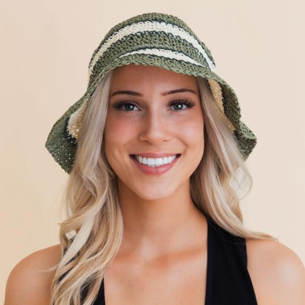 TEXTURED STRIPED CROCHET BUCKET HAT – CASUAL CHIC LOOK