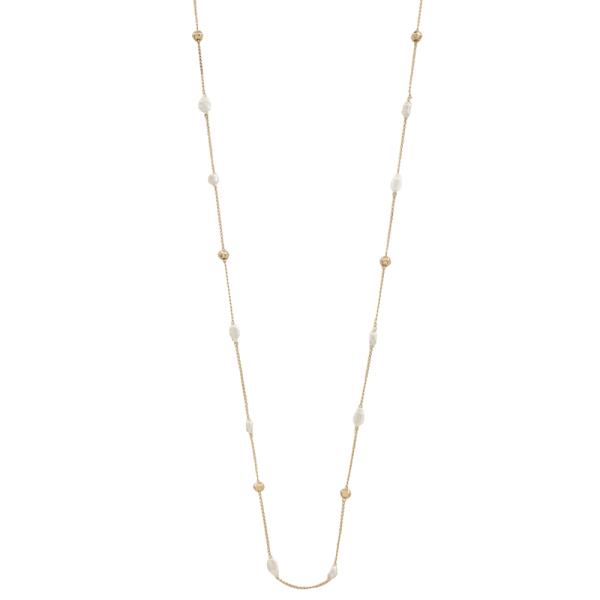 PEARL MIX LONG STATION NECKLACE