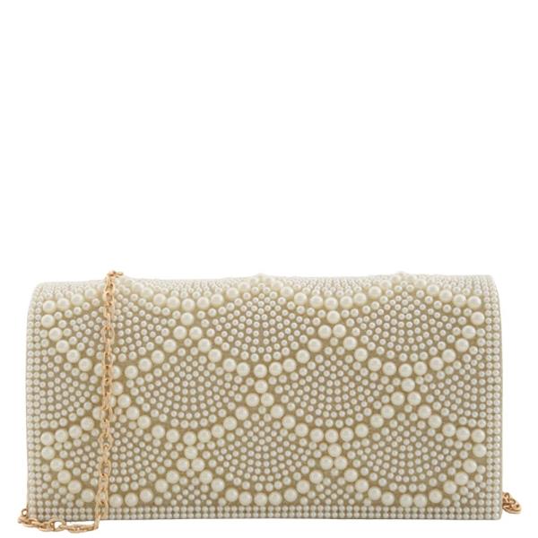 WAVE PEARL PATTERN CLUTCH EVEING BAG