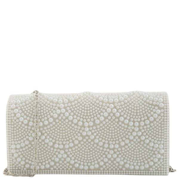 WAVE PEARL PATTERN CLUTCH EVEING BAG